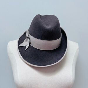 Goorin Bros Grey Felt Fedora Hat w/ Unique Design & Ribbon Detail - Size M